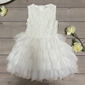 H&M Girls Formal Ivory Sequin Lace Tulle Party Occasion Dress Size 8–9Y